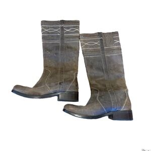 Ruff Hewn Sundancer Boot Women 9M Brown Leather Tall Western Embroidered